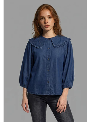 Blusa Mujer Lyocell Cuello Bobo Romantic Azul