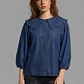 Blusa Mujer Lyocell Cuello Bobo Romantic Azul - Miniatura 1