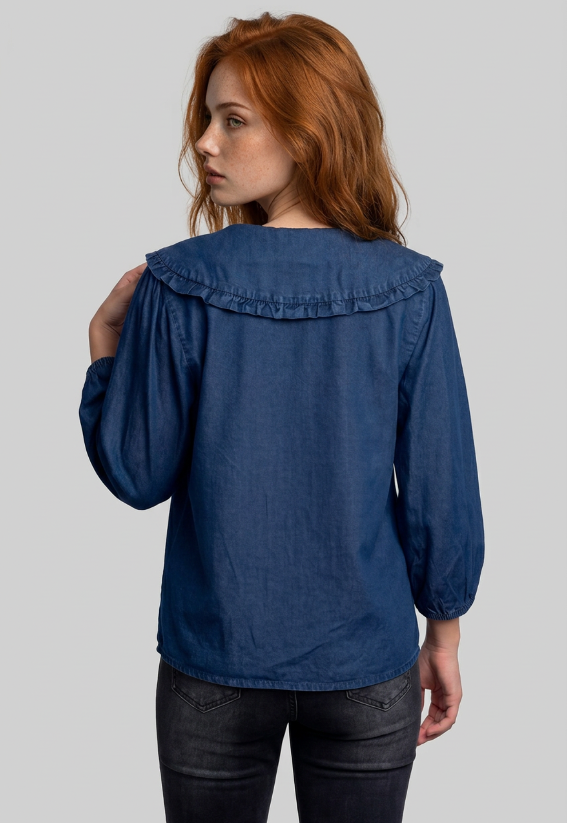 Blusa Mujer Lyocell Cuello Bobo Romantic Azul 2