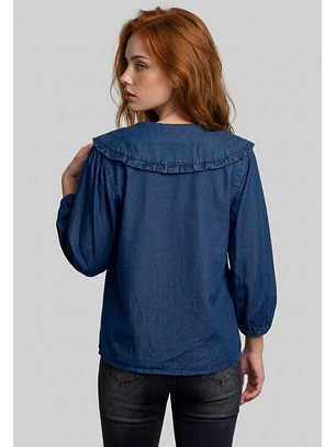 Blusa Mujer Lyocell Cuello Bobo Romantic Azul