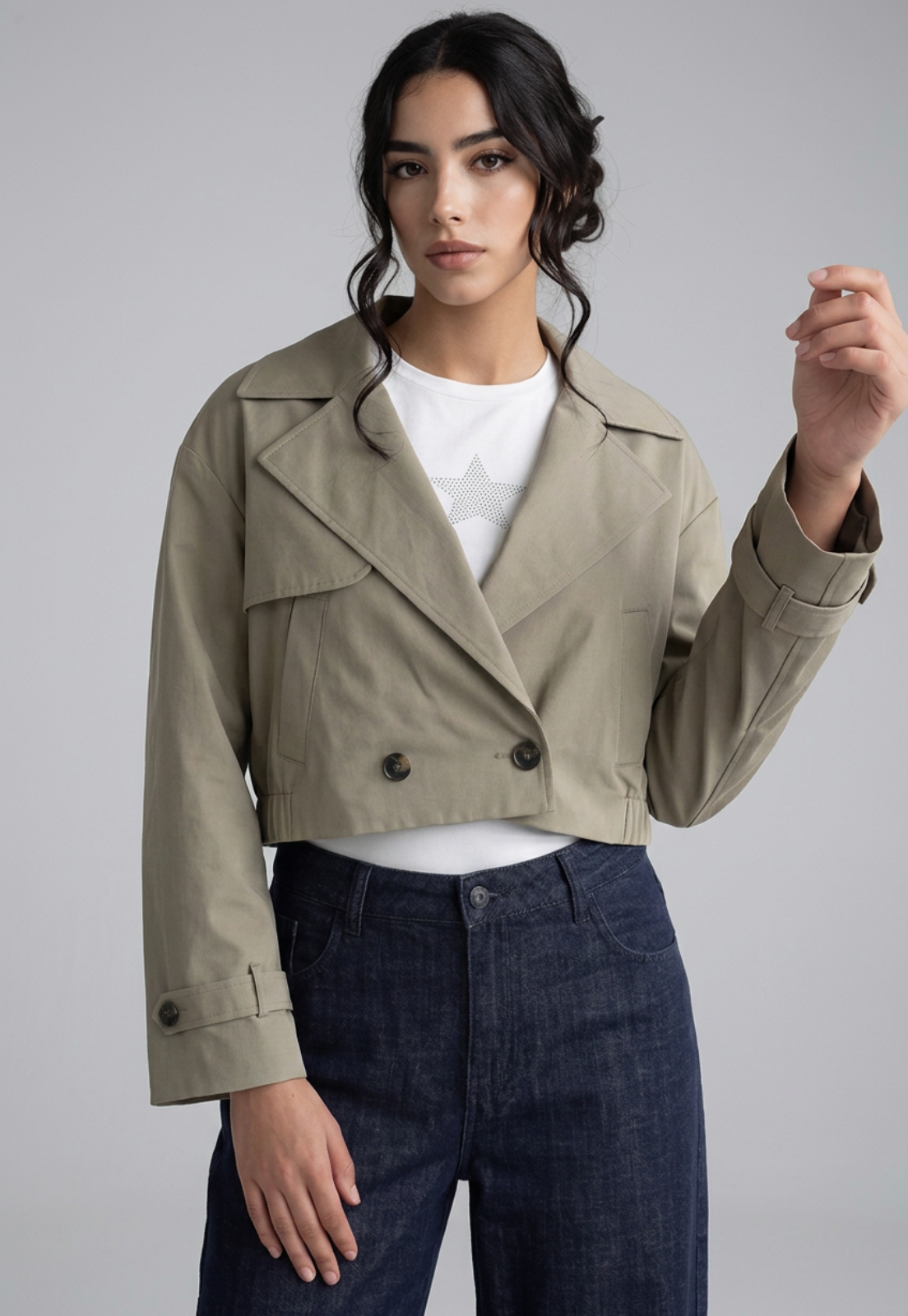Chaqueta Mujer Trench Corto Verde 1