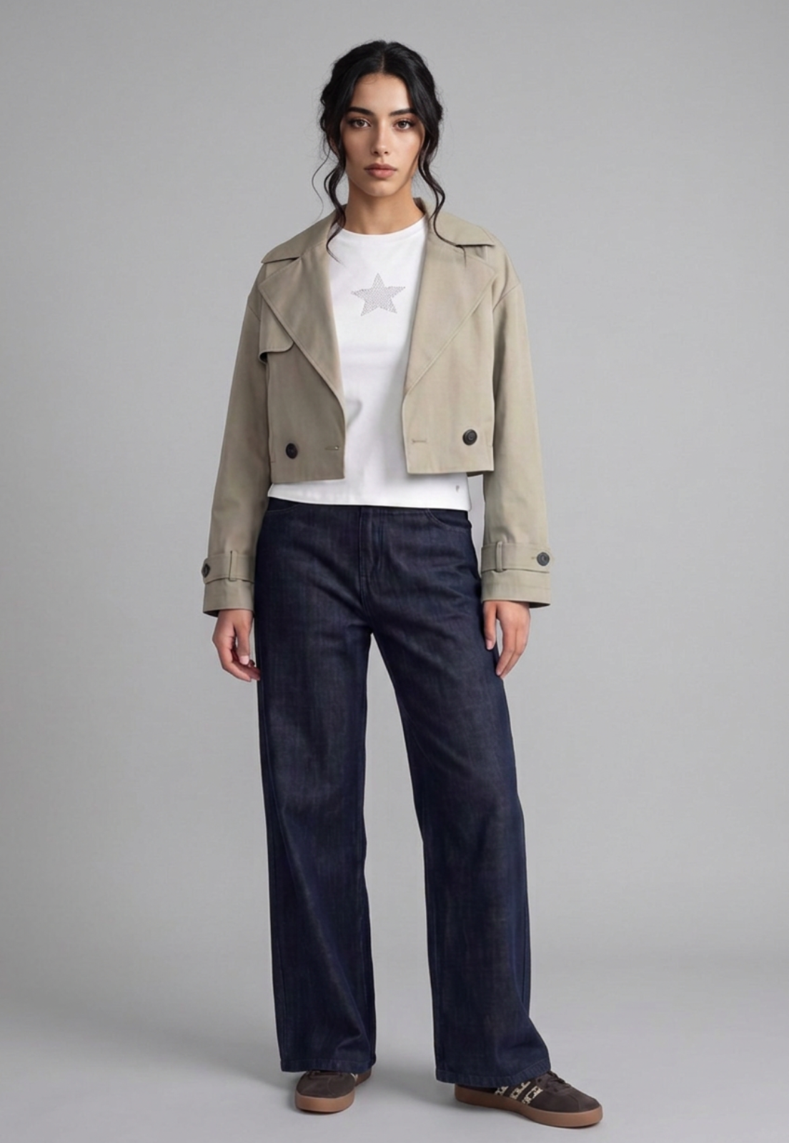 Chaqueta Mujer Trench Corto Verde 2