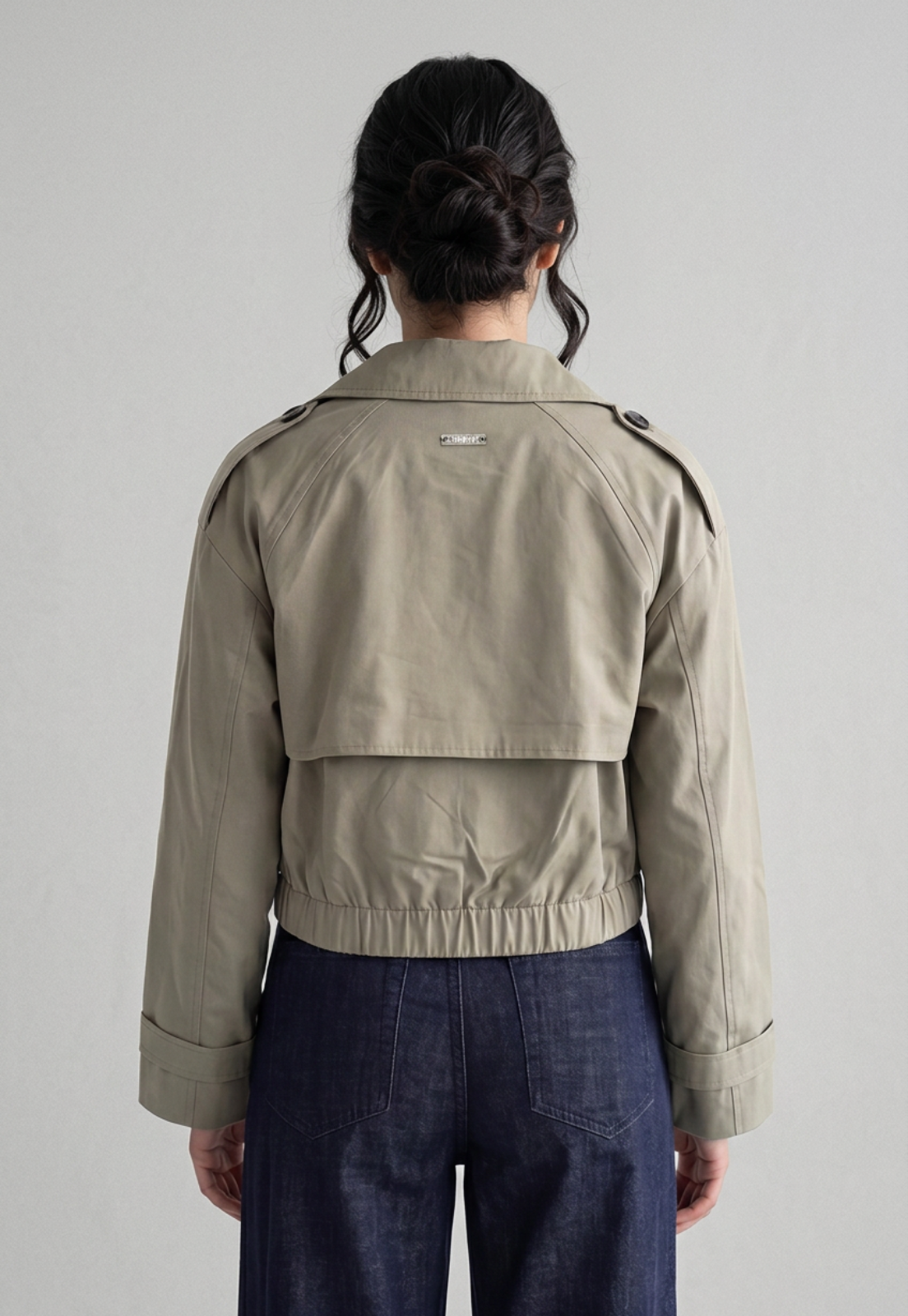 Chaqueta Mujer Trench Corto Verde 3