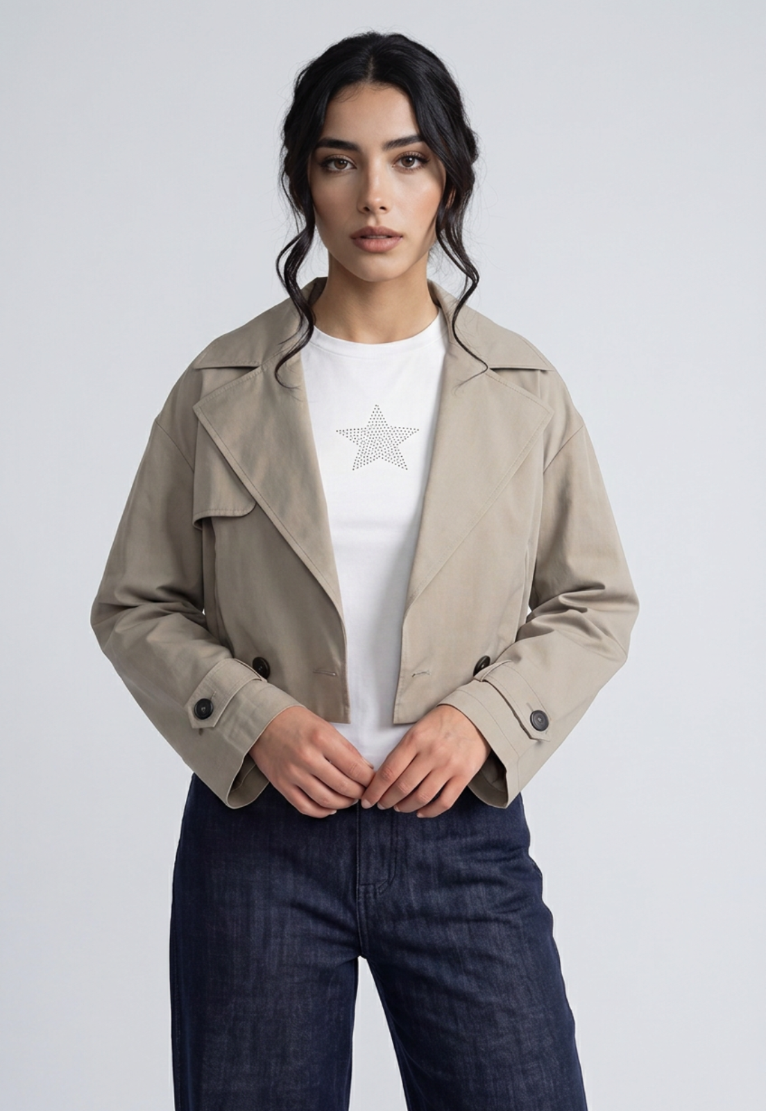 Chaqueta Mujer Trench Corto Verde 4