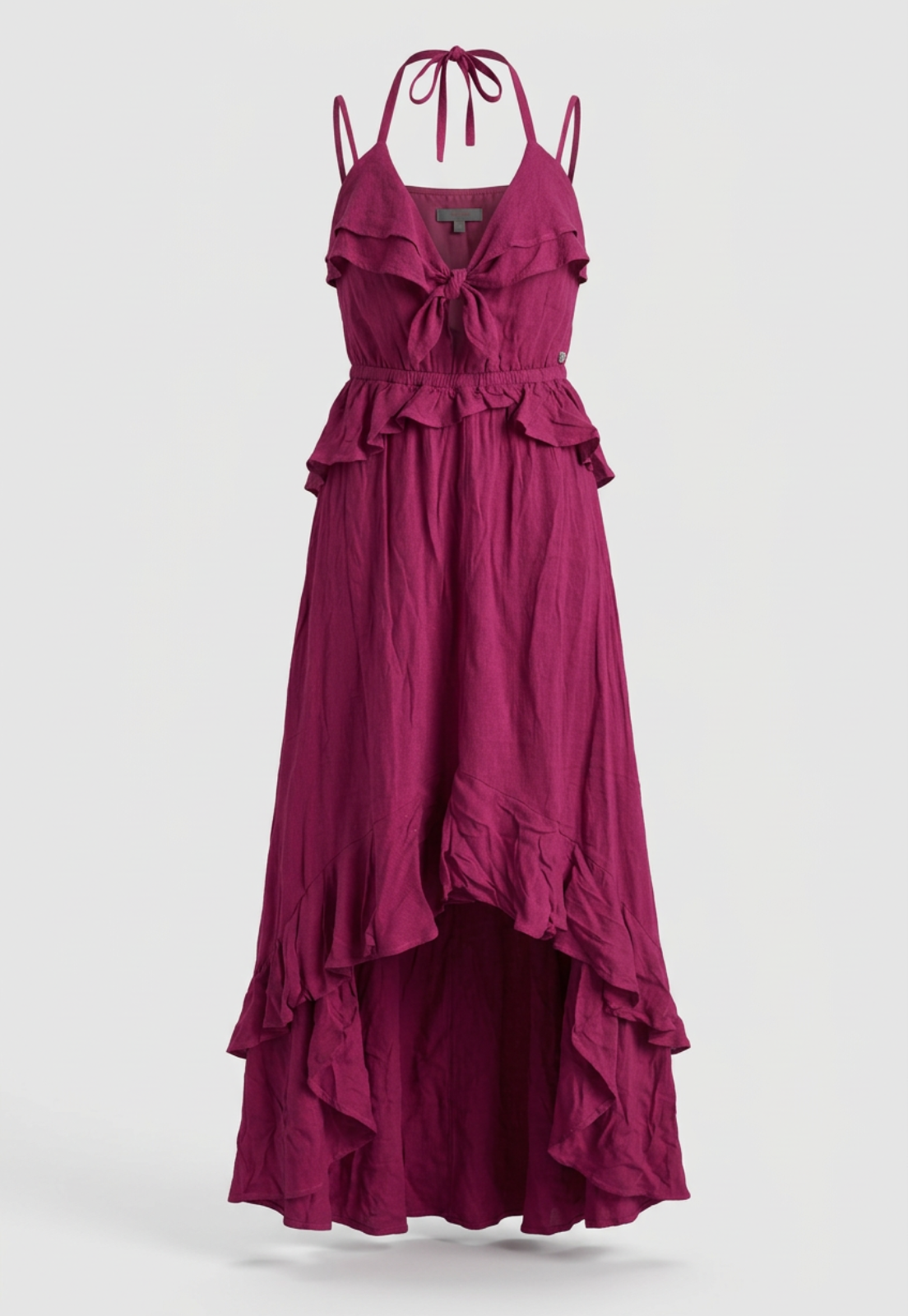 Vestido Mujer Vuelos Amarra Cuello Magenta 1