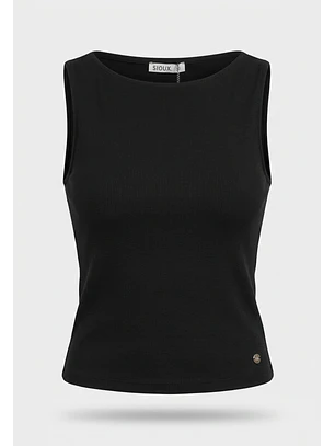 Polera Mujer Cuello Bote Negro