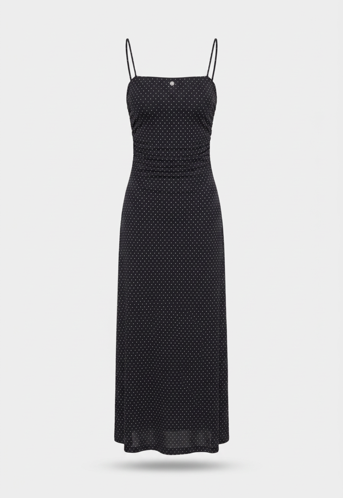 Vestido Mujer Mesh Lunares Negro 1