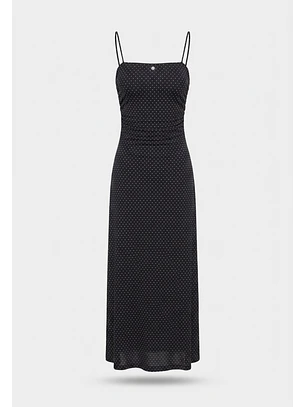 Vestido Mujer Mesh Lunares Negro