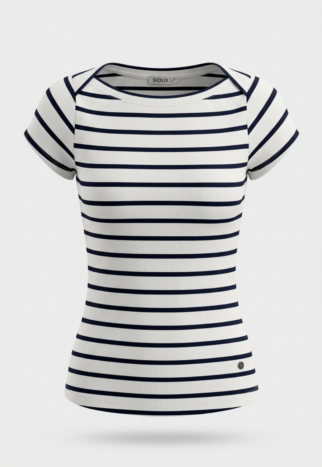 Polera Mujer Listada Cuello Bote Crudo 1