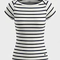 Polera Mujer Listada Cuello Bote Crudo - Miniatura 1