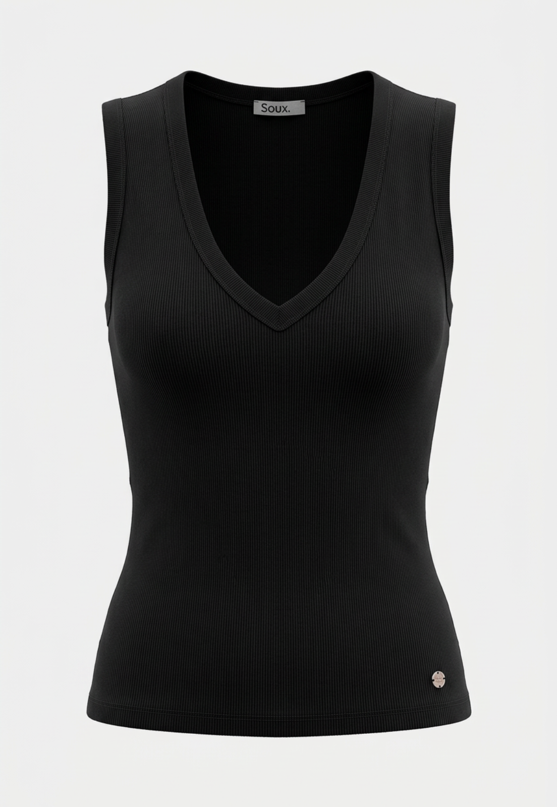 Polera Mujer Basic Cuello V Negro 1