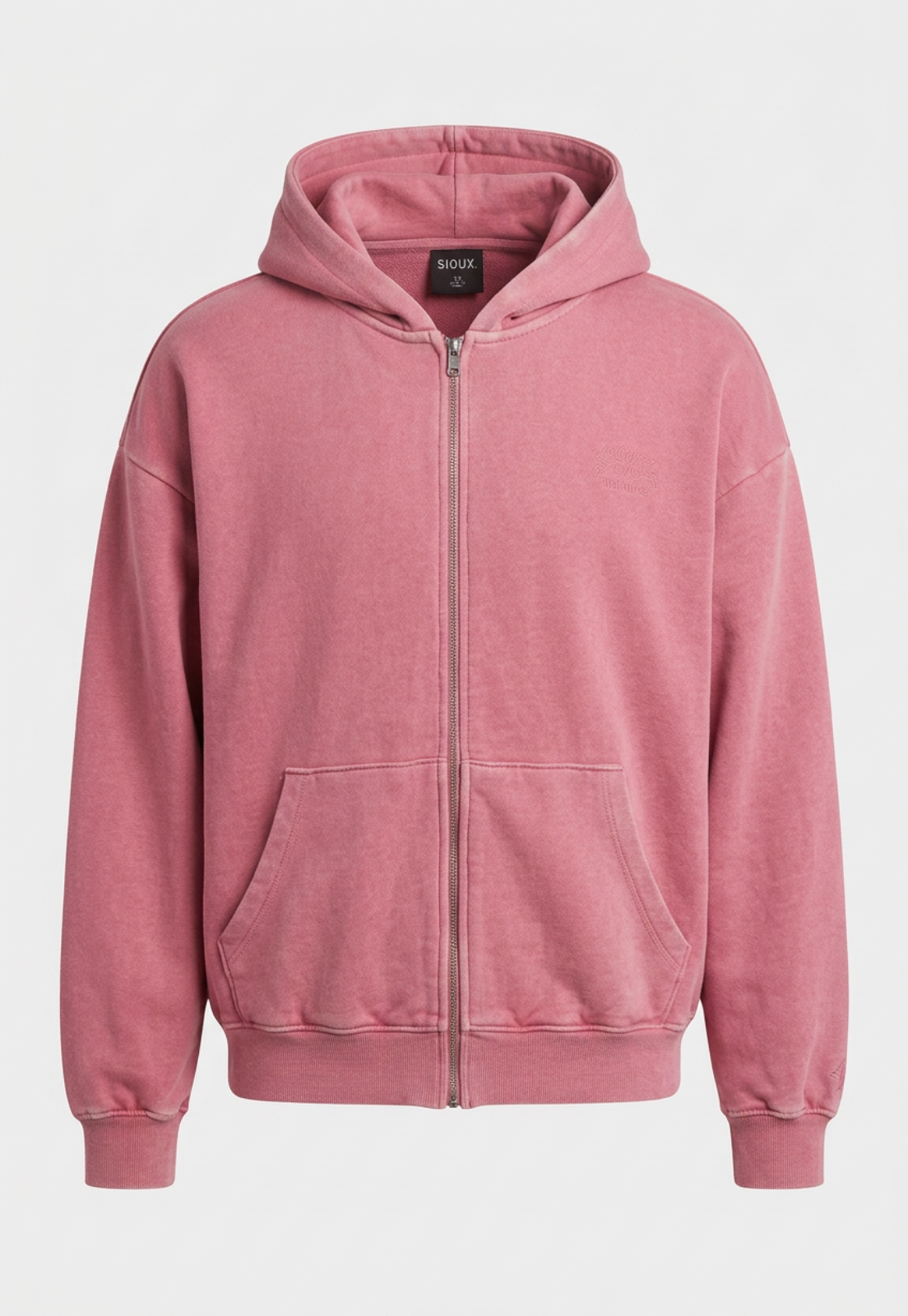 Polerón Hombre Con Cierre Boxy Fit Rosado 1