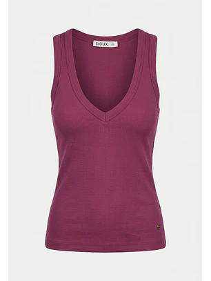 Peto Mujer Rib Cuello V Violeta
