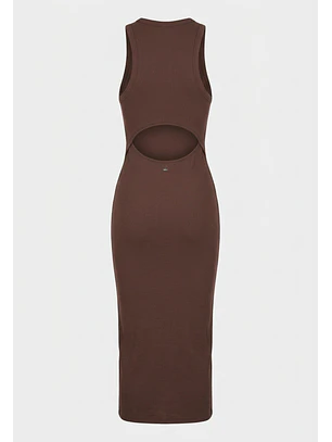 Vestido Mujer Abertura Espalda Café