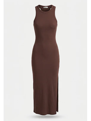 Vestido Mujer Abertura Espalda Café
