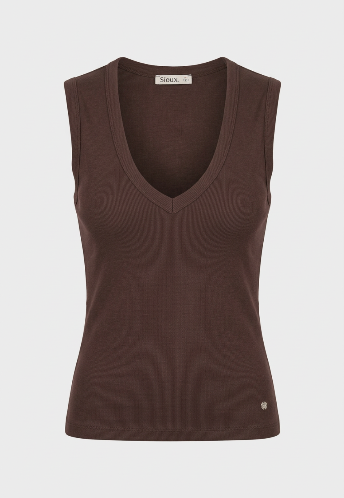 Polera Mujer Basic Cuello V Café 1