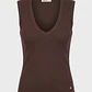 Polera Mujer Basic Cuello V Café - Miniatura 1
