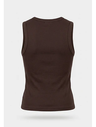 Polera Mujer Basic Cuello V Café