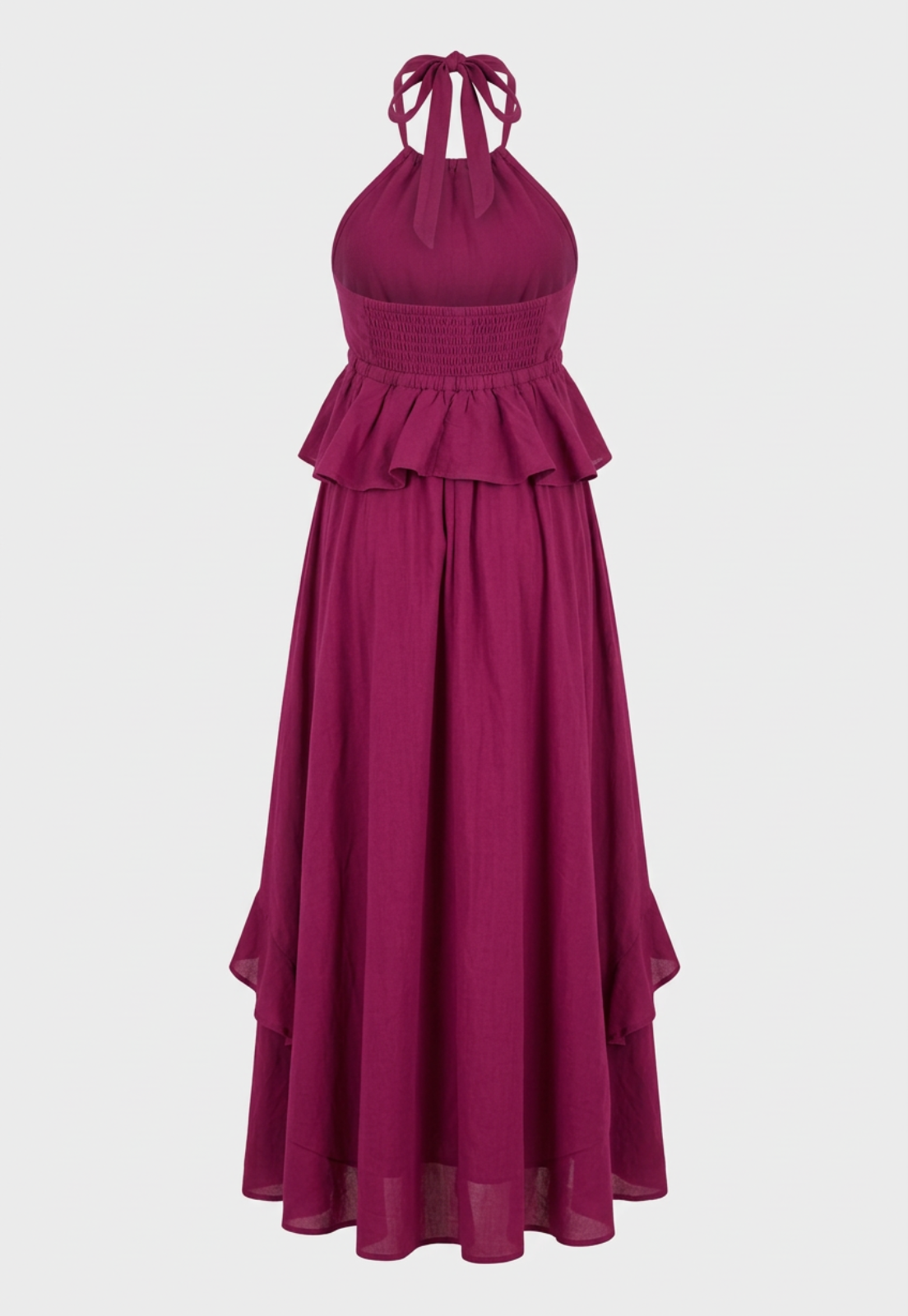 Vestido Mujer Vuelos Amarra Cuello Magenta 2