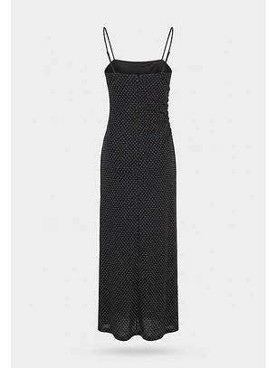 Vestido Mujer Mesh Lunares Negro