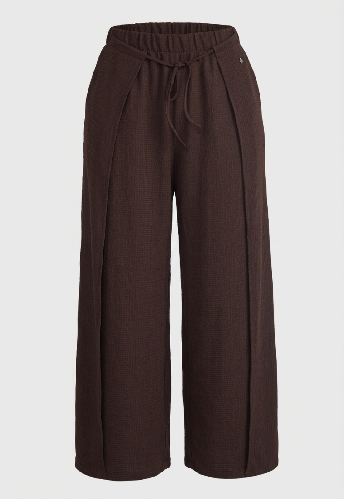 Pantalón Mujer Amarra Abertura Liso Café 1