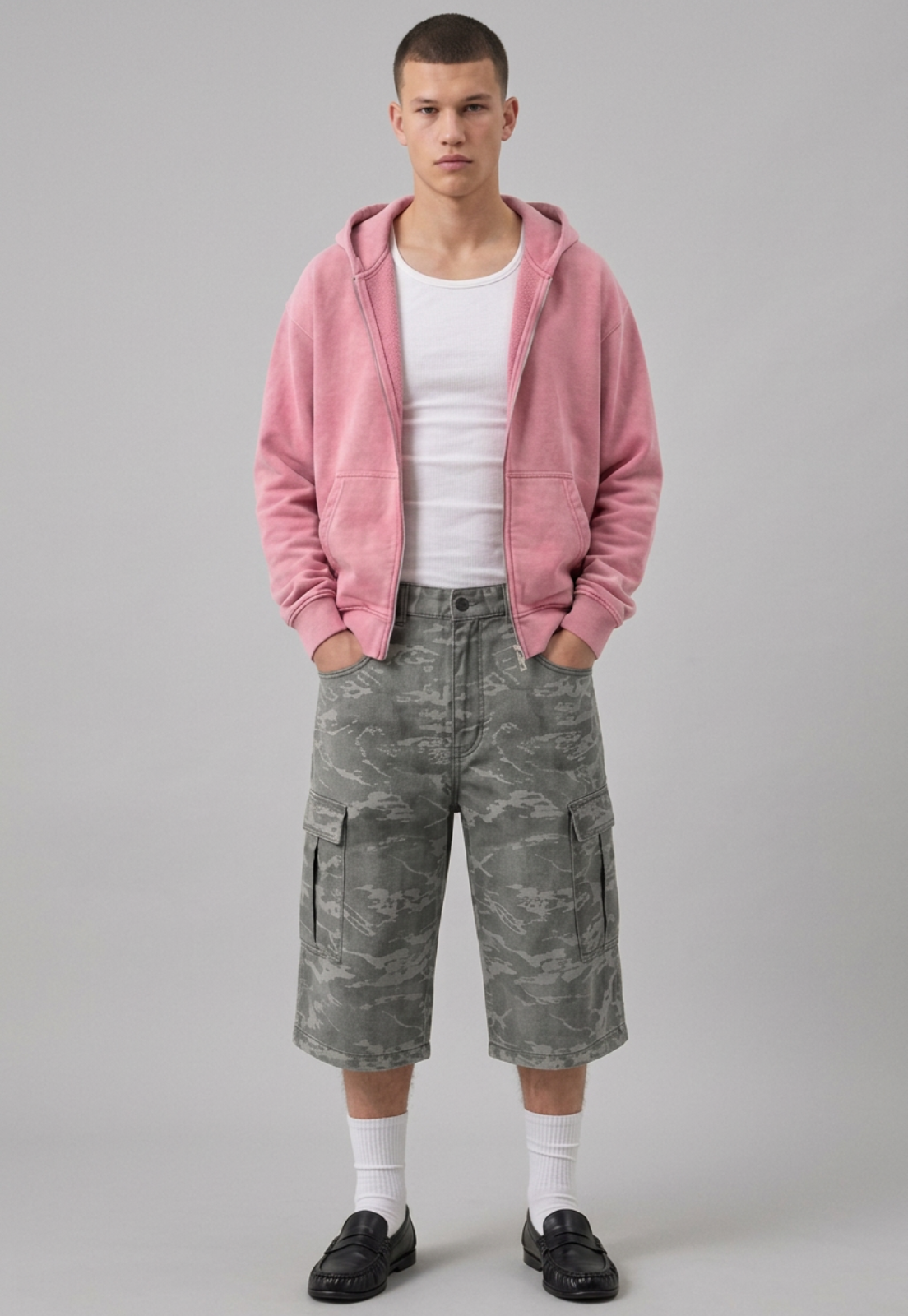 Bermuda Hombre Jort Camuflado Gris 1