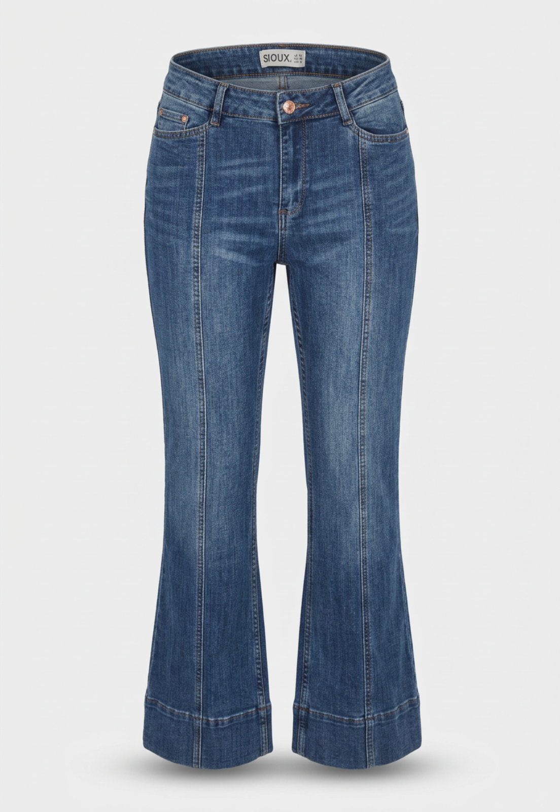 Jeans Mujer Flare Costura Frontal Azul 1