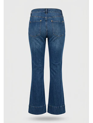 Jeans Mujer Flare Costura Frontal Azul