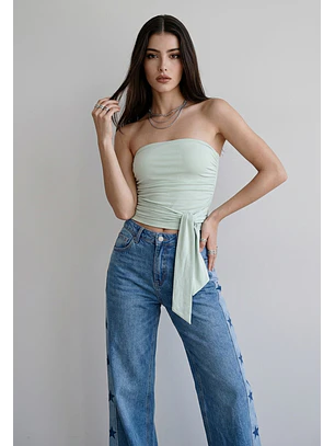 Peto Mujer Strapless Amarra Delantero Menta