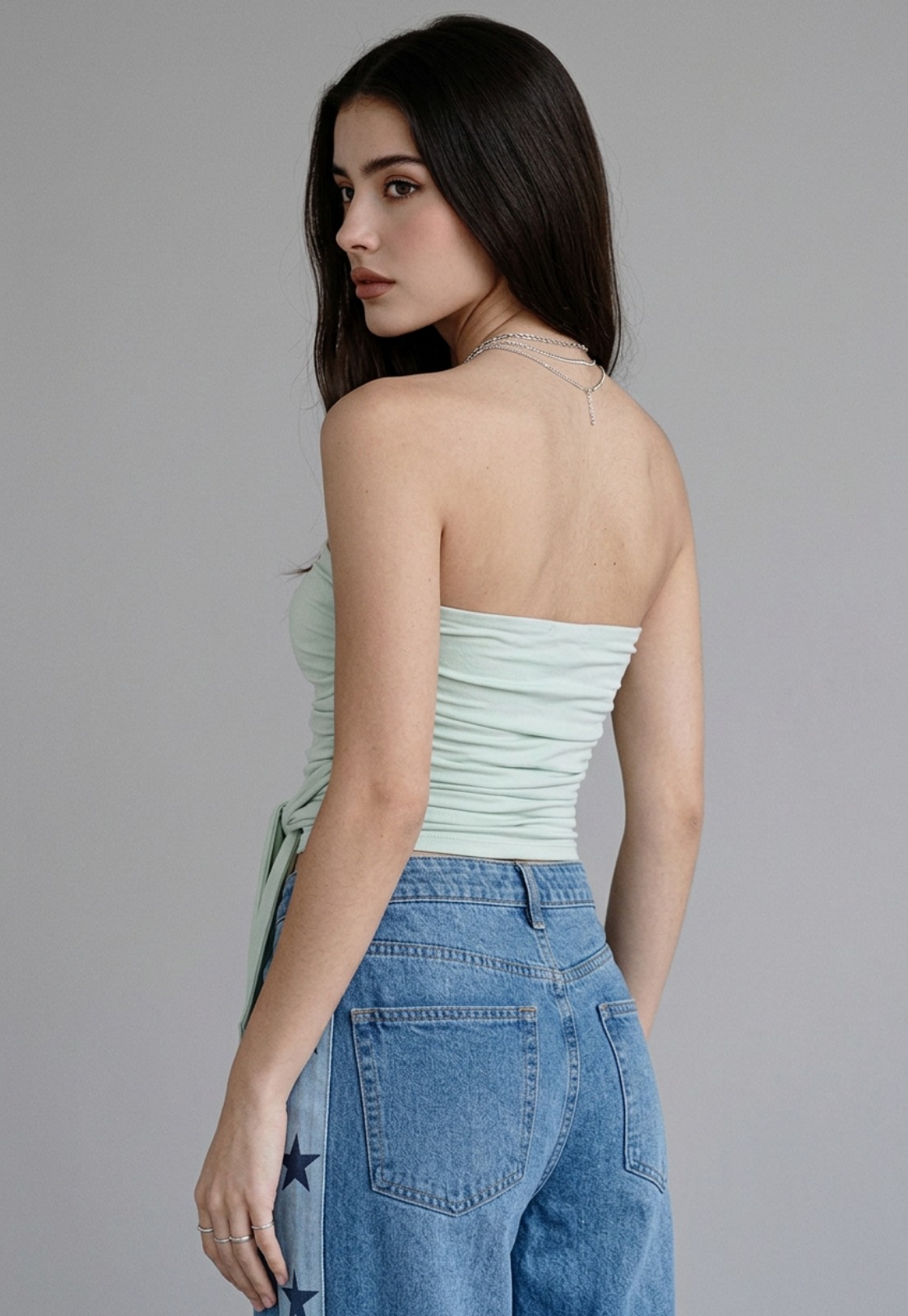 Peto Mujer Strapless Amarra Delantero Menta 2