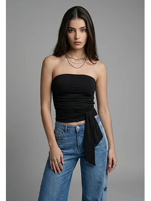 Peto Mujer Strapless Amarra Delantero Negro