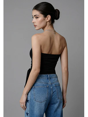 Peto Mujer Strapless Amarra Delantero Negro