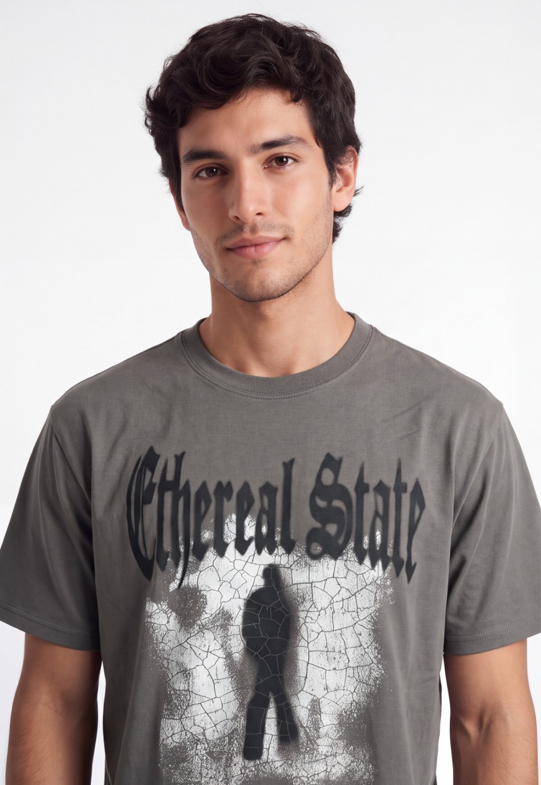 Polera Hombre Relaxed Letras Góticas Gris 4