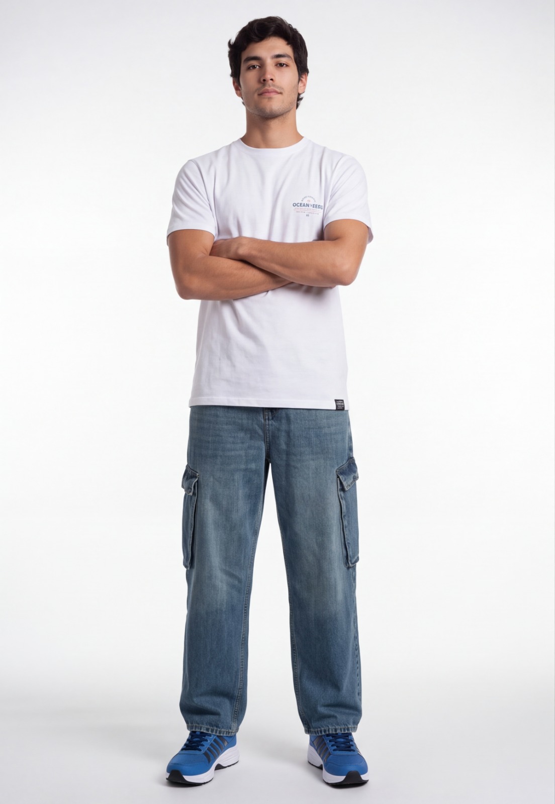 Jeans Hombre Cargo Oxidado Cruzado Celeste 3