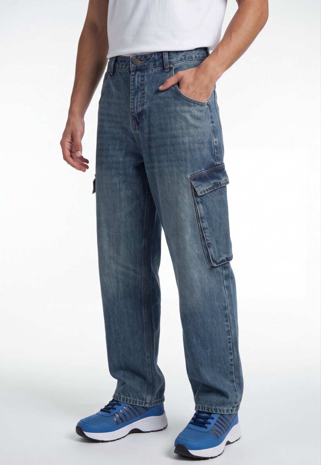 Jeans Hombre Cargo Oxidado Cruzado Celeste 1