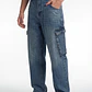 Jeans Hombre Cargo Oxidado Cruzado Celeste - Miniatura 1