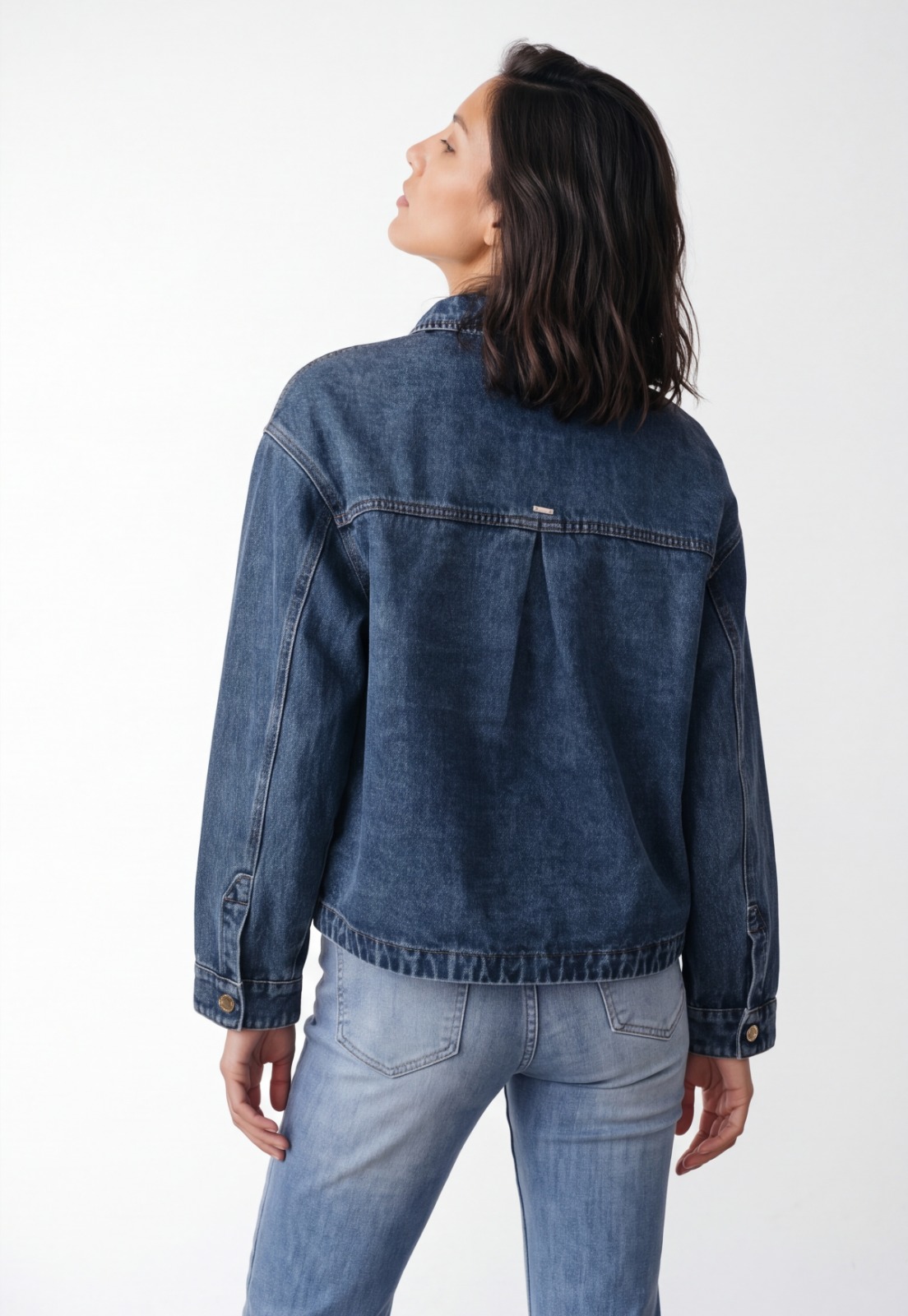 Chaqueta Mujer Denim Bolsillo Delantero Azul 2