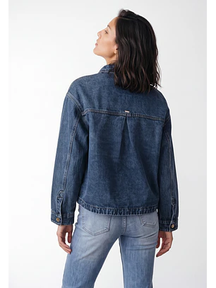 Chaqueta Mujer Denim Bolsillo Delantero Azul