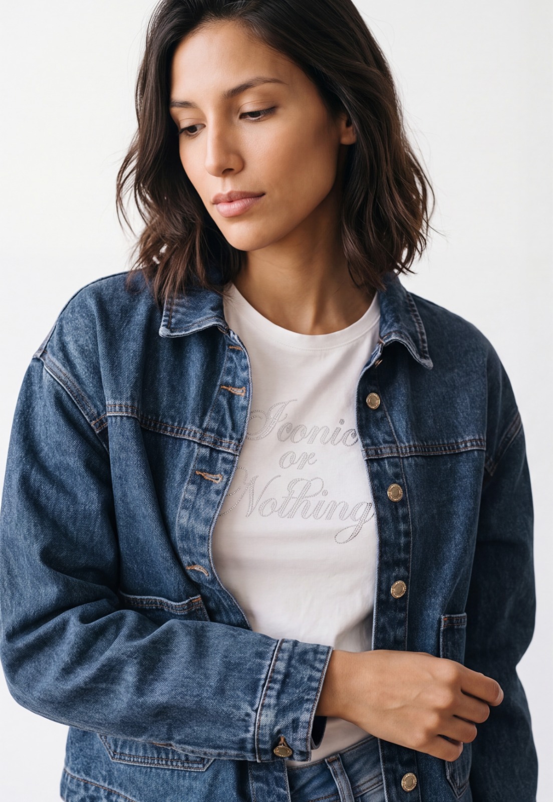 Chaqueta Mujer Denim Bolsillo Delantero Azul 4