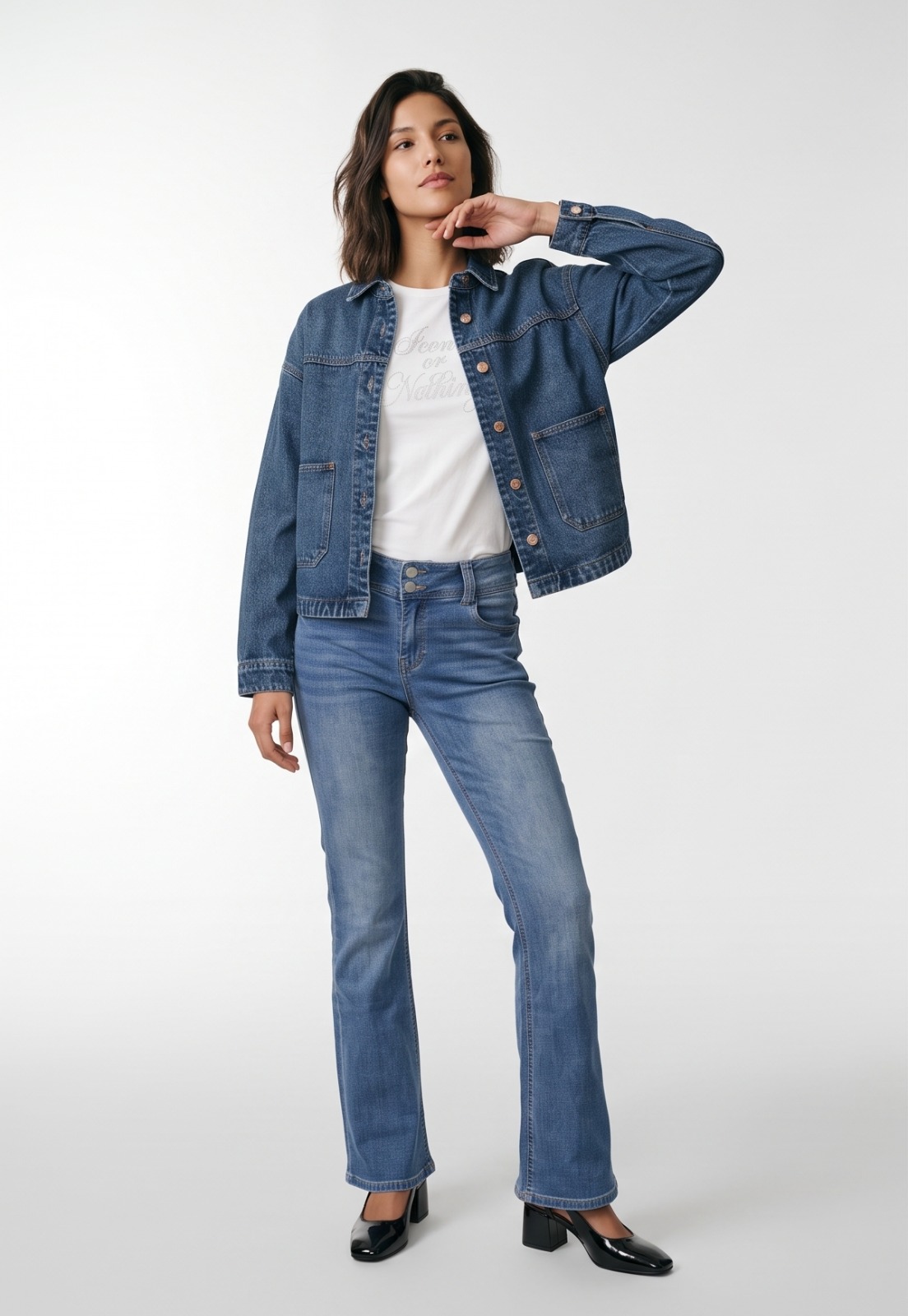 Chaqueta Mujer Denim Bolsillo Delantero Azul 3