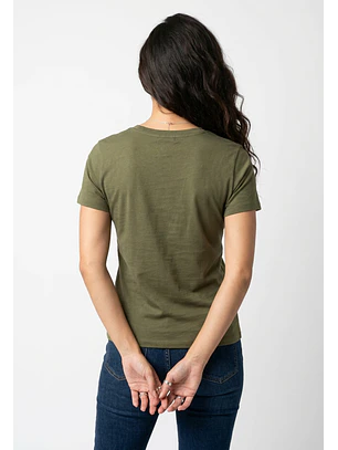 Polera Mujer Cuello V Soft Verde