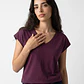 Polera Mujer Cuello V Soft Burdeo - Miniatura 1