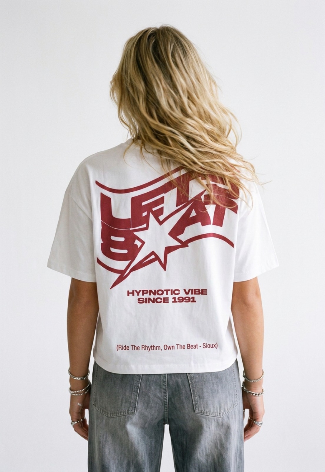 Polera Mujer Boxy Fit Print Crudo 1