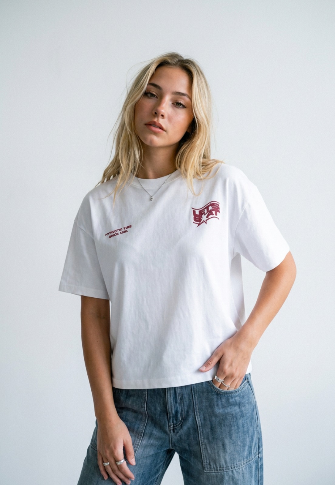 Polera Mujer Boxy Fit Print Crudo 4