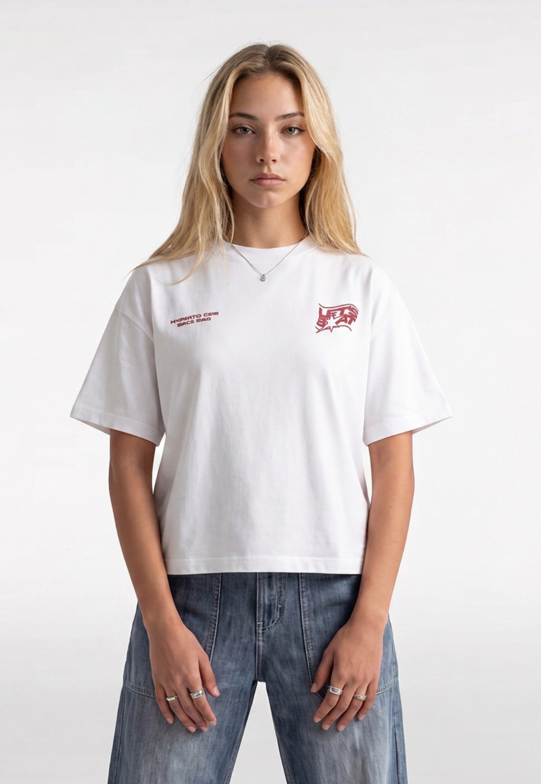 Polera Mujer Boxy Fit Print Crudo 2