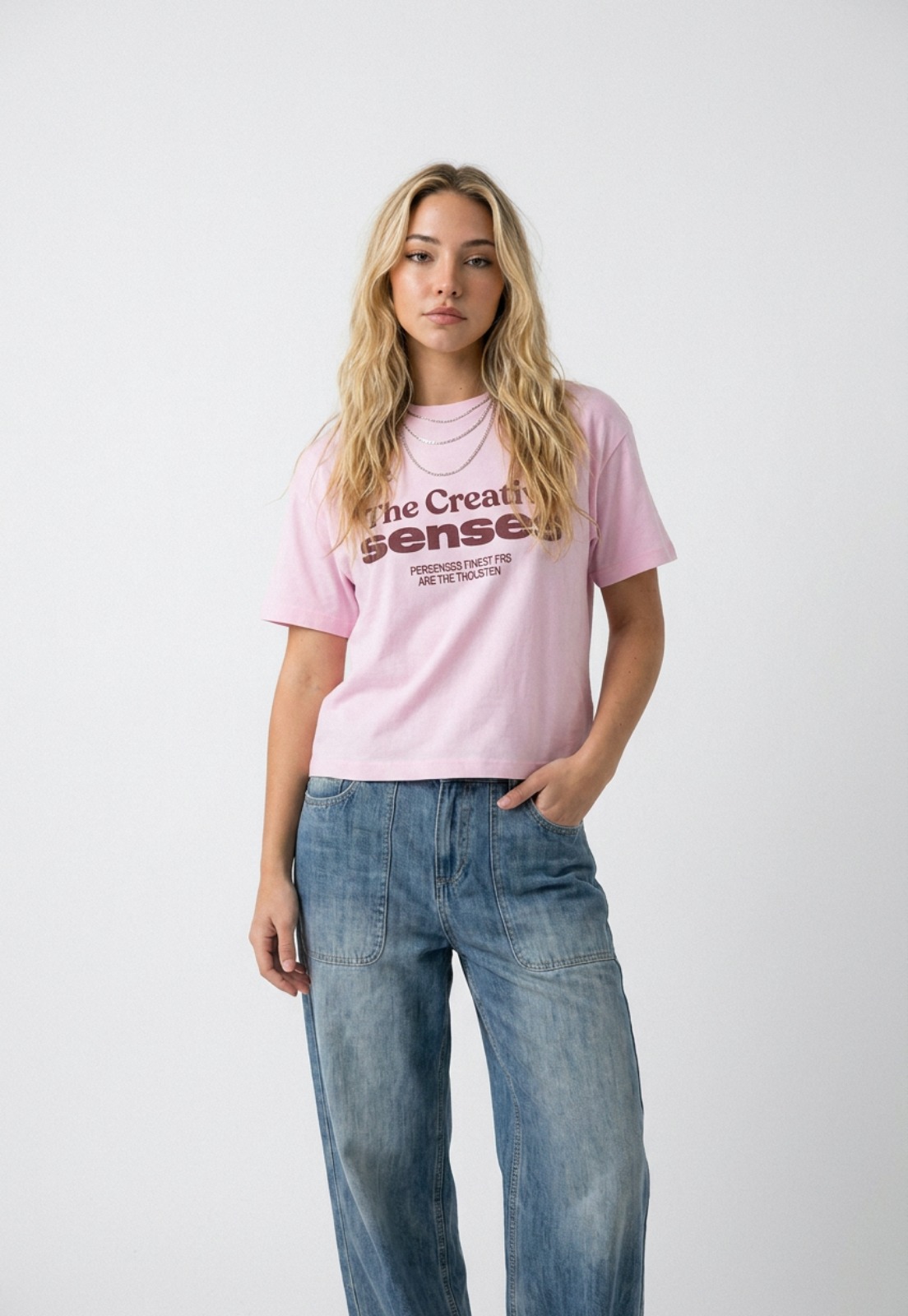Polera Mujer Boxy Fit Print Rosado 3