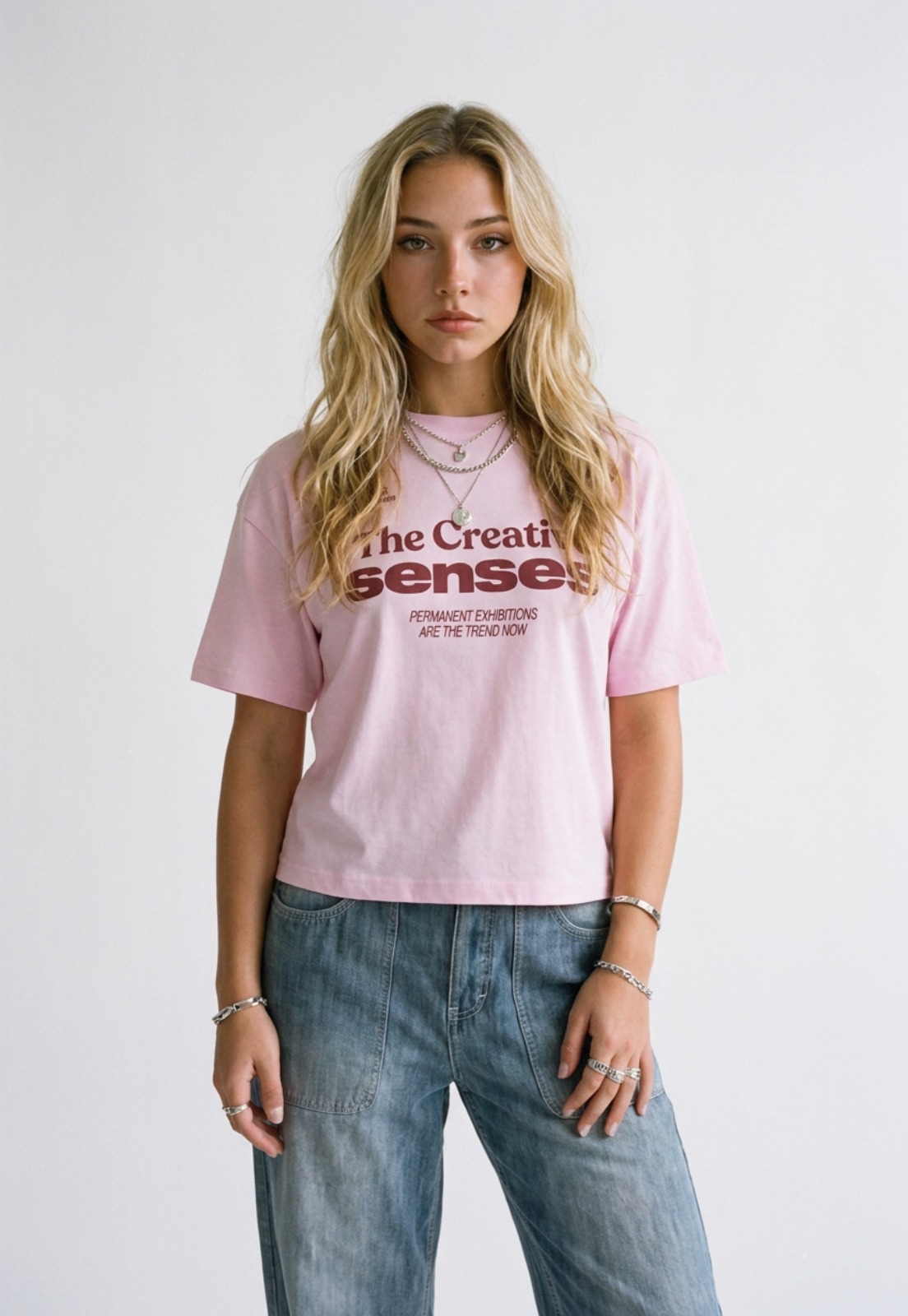 Polera Mujer Boxy Fit Print Rosado 1