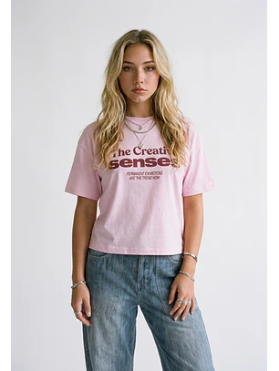 Polera Mujer Boxy Fit Print Rosado