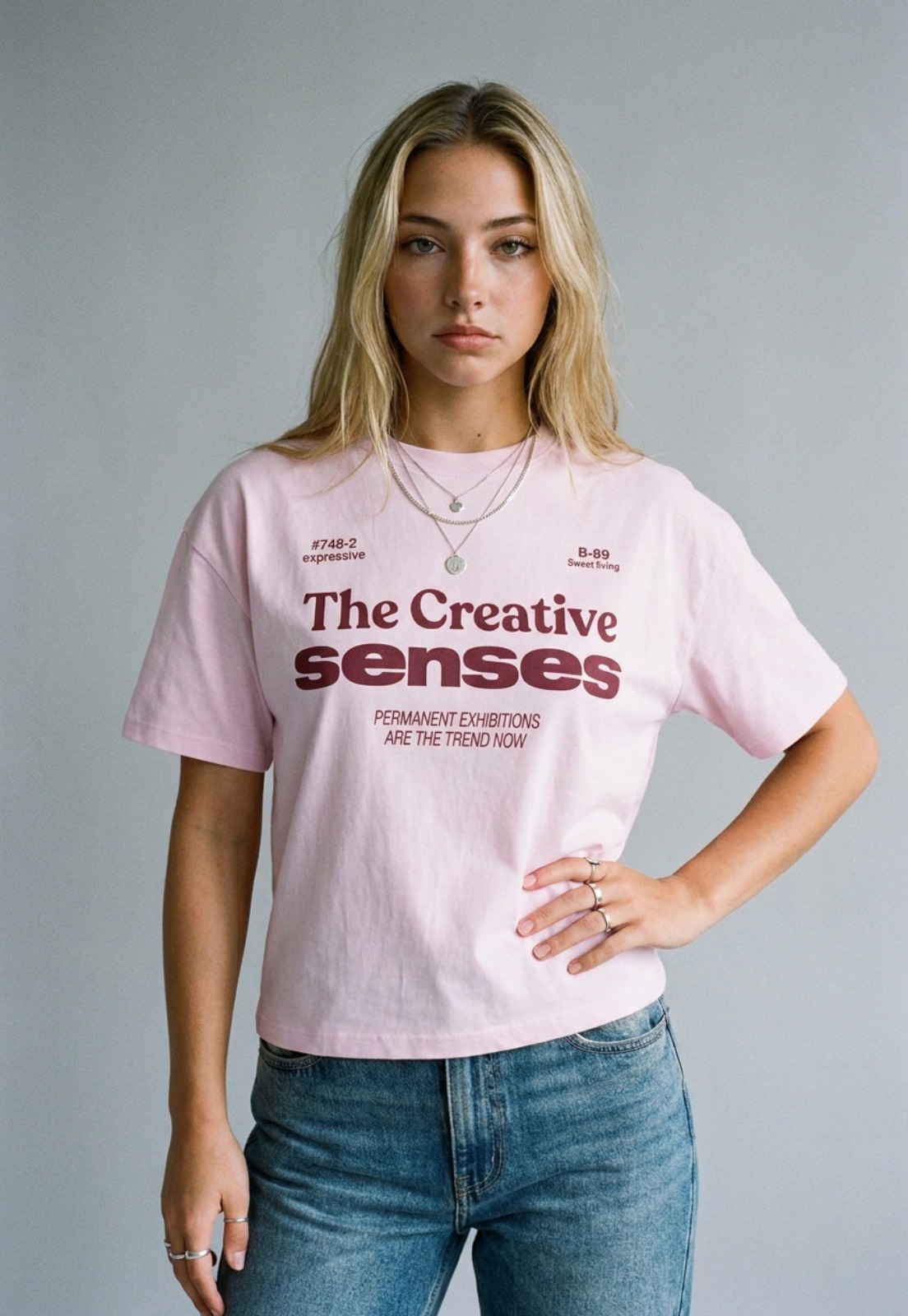 Polera Mujer Boxy Fit Print Rosado 4