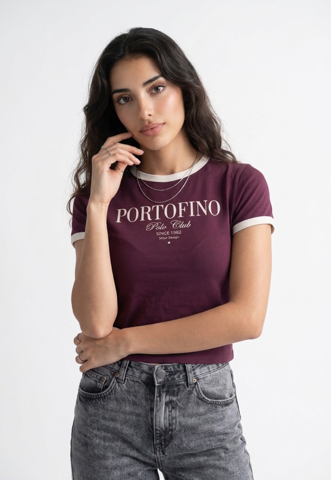 Polera Mujer Estampado Número Burdeo 1